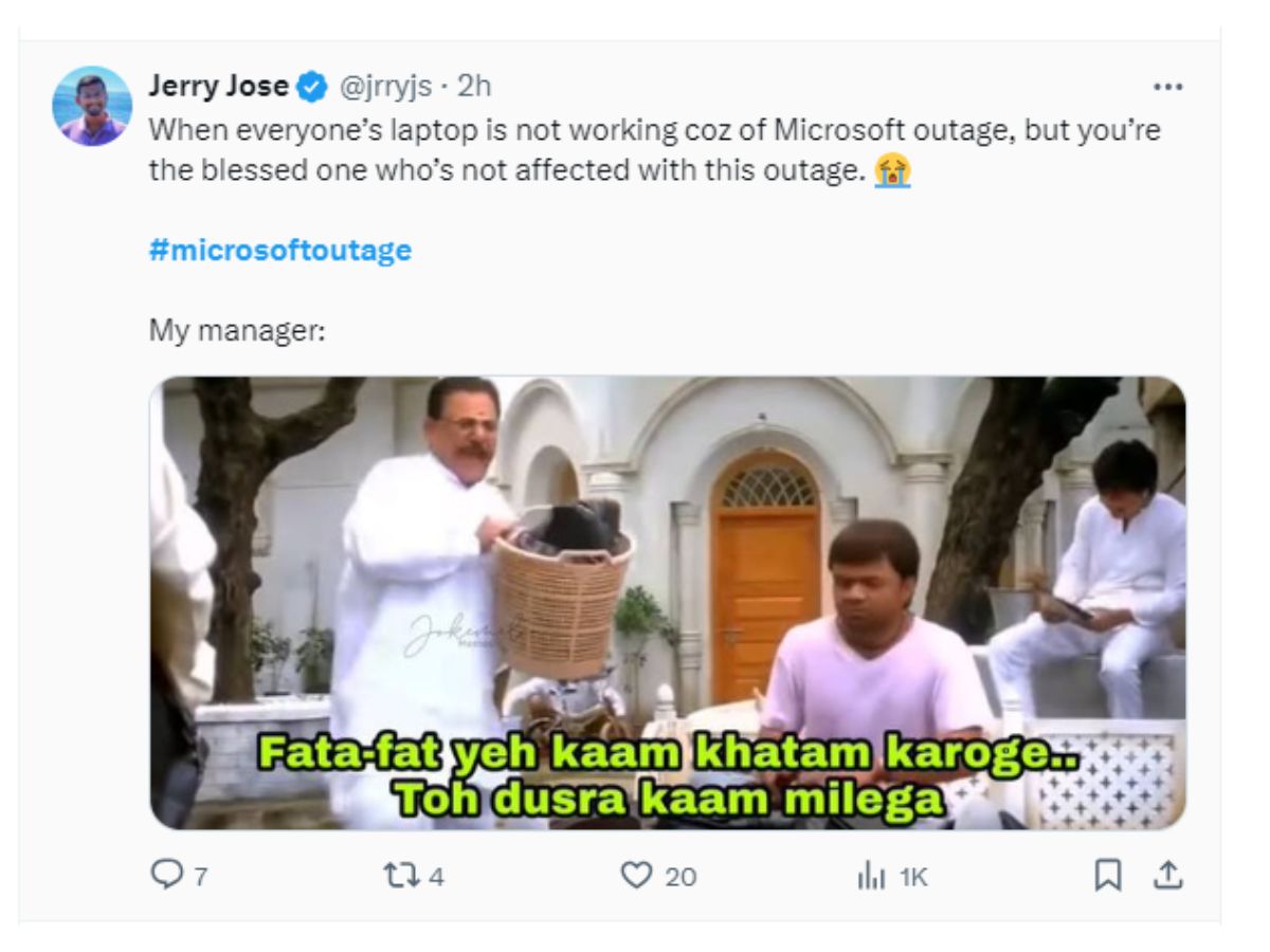 Microsoft Global Outage Netizens Share Hilarious memes viral on Social Media