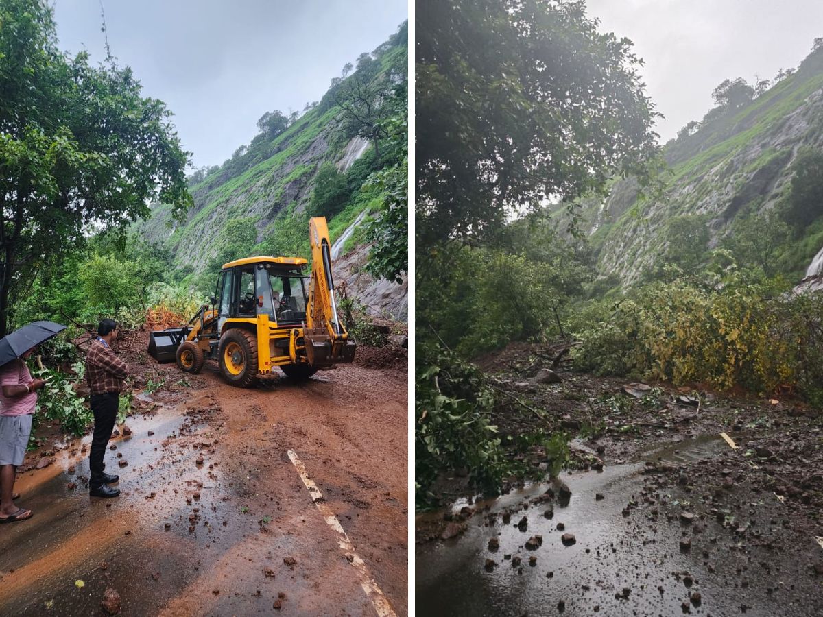 Maharashtra Rain Alert Heavy Rain in Pune Mumbai Thane Raigad Palghar Waterlogging Landslide Latest Photos