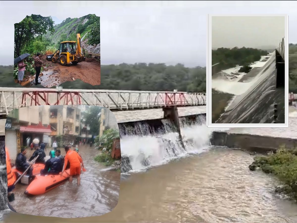 Maharashtra Rain Alert Heavy Rain in Pune Mumbai Thane Raigad Palghar Waterlogging Landslide Latest Photos