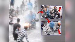Video: मज्जेच्या नावाखाली छेडछाड! पूराच्या पाण्यात महिलेला बाईकवरुन खेचलं अन्...; पोलिसांसमोरच घडला प्रकार