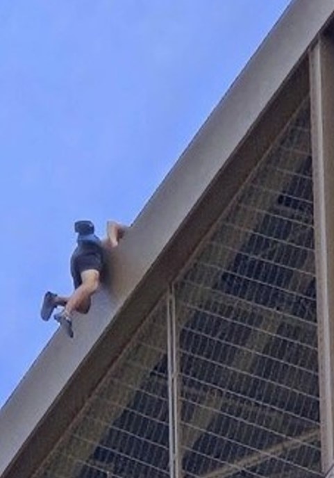 Man Climbing Eiffel Tower