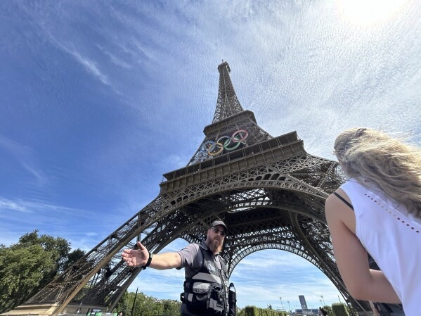 Man Climbing Eiffel Tower