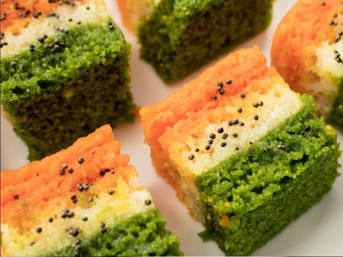 Tiranga Rava Dhokla Recipe on the occasion of  Indian Independence Day 