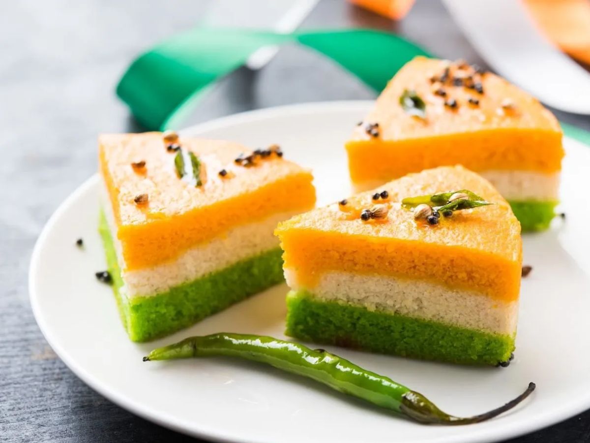 Tiranga Rava Dhokla Recipe on the occasion of  Indian Independence Day 