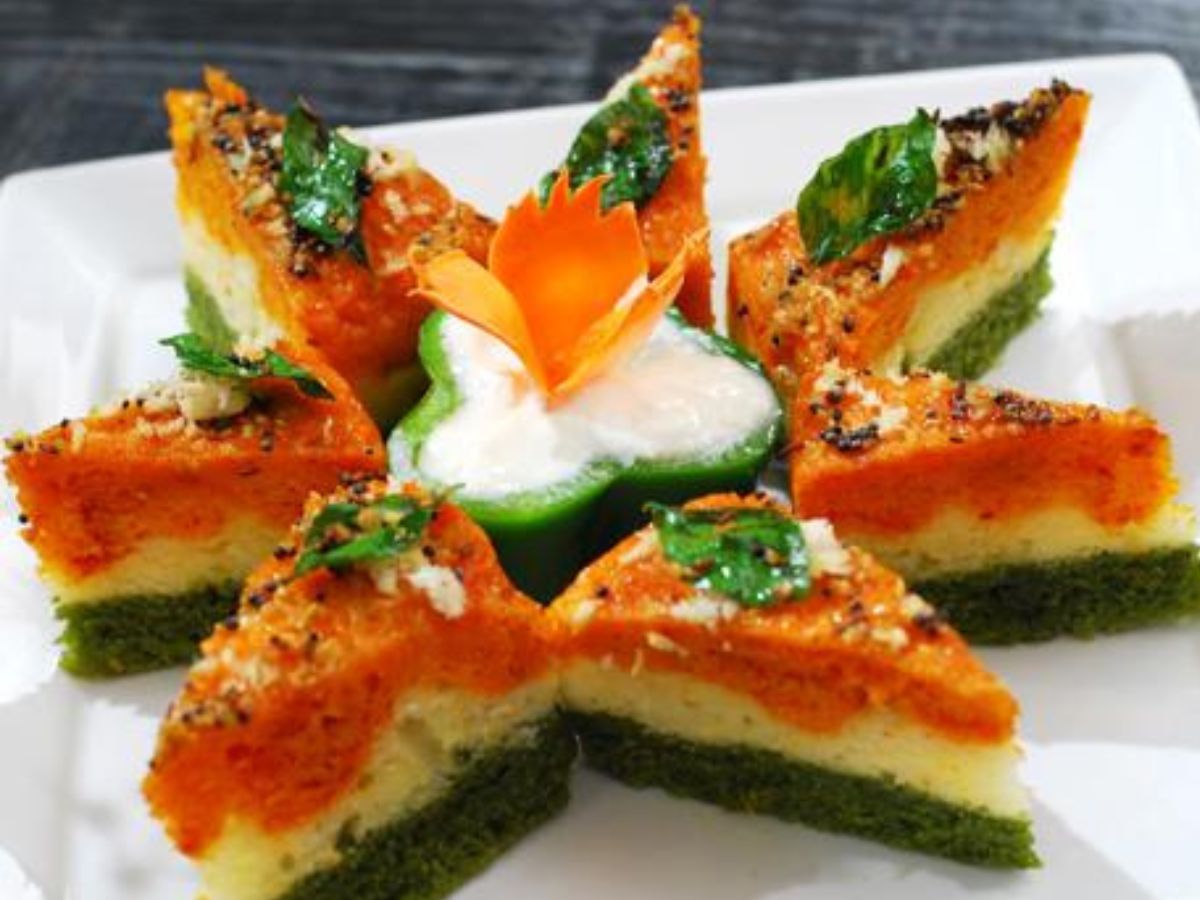 Tiranga Rava Dhokla Recipe on the occasion of  Indian Independence Day 