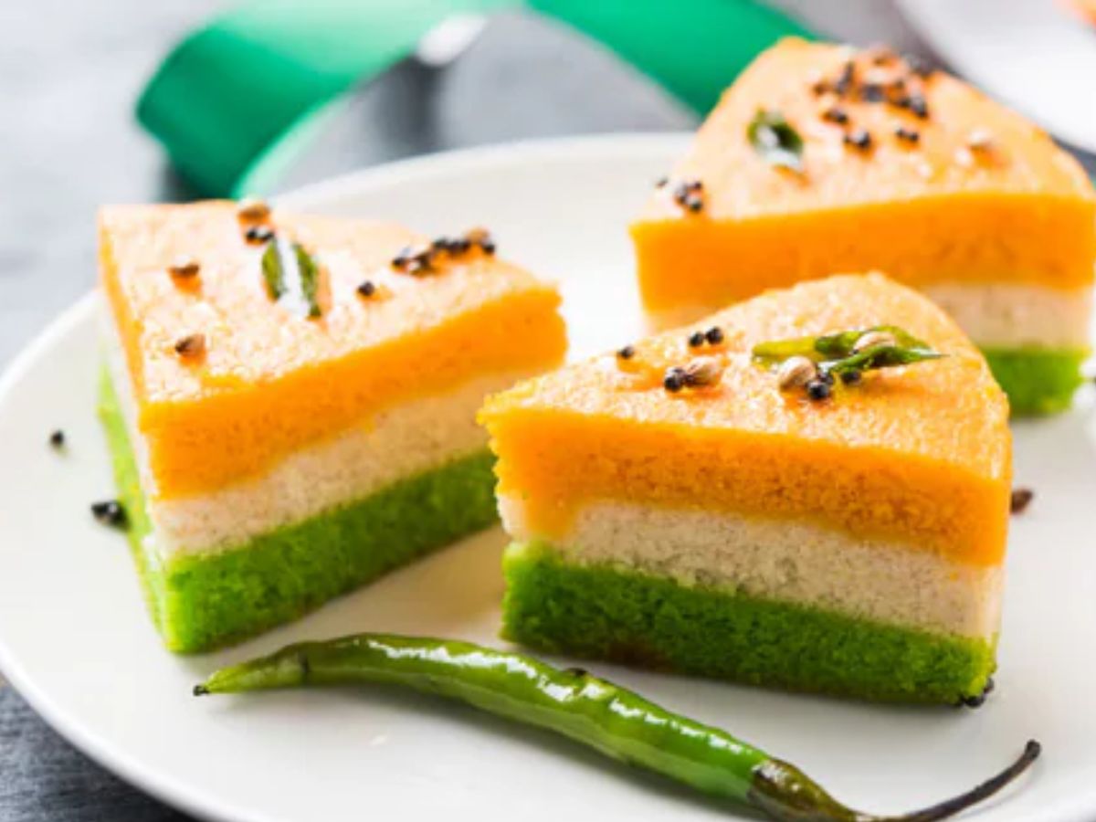 Tiranga Rava Dhokla Recipe on the occasion of  Indian Independence Day 