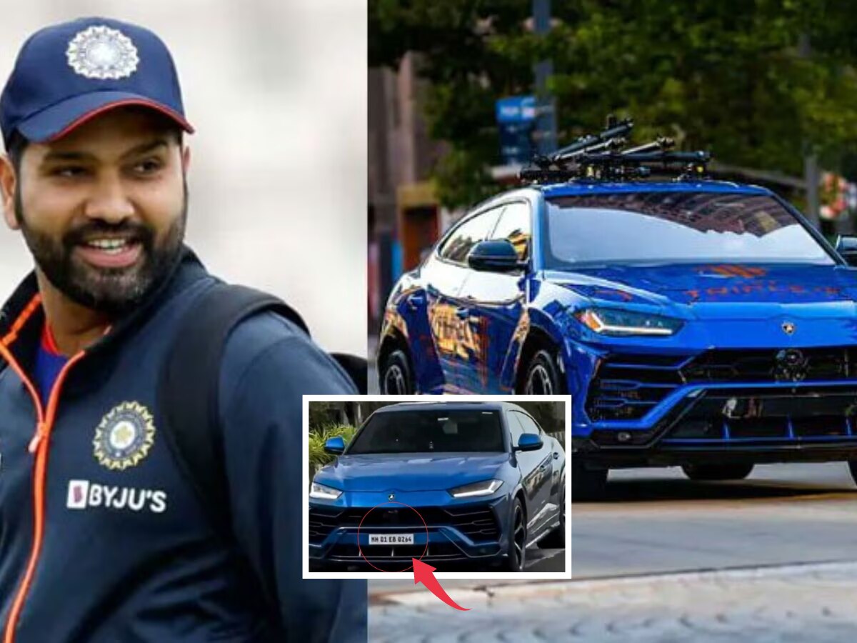 मुंबईच्या रस्त्यावर फिरतीये रोहित शर्माची Lamborghini, हिटमॅनच्या नंबर प्लेटची तुफान चर्चा! title=