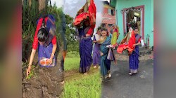 Gauri Pujan 2024 : राज्याच्या महिला-बालविकास मंत्री डोक्यावर गौराई घेऊन जातात तेव्हा... 