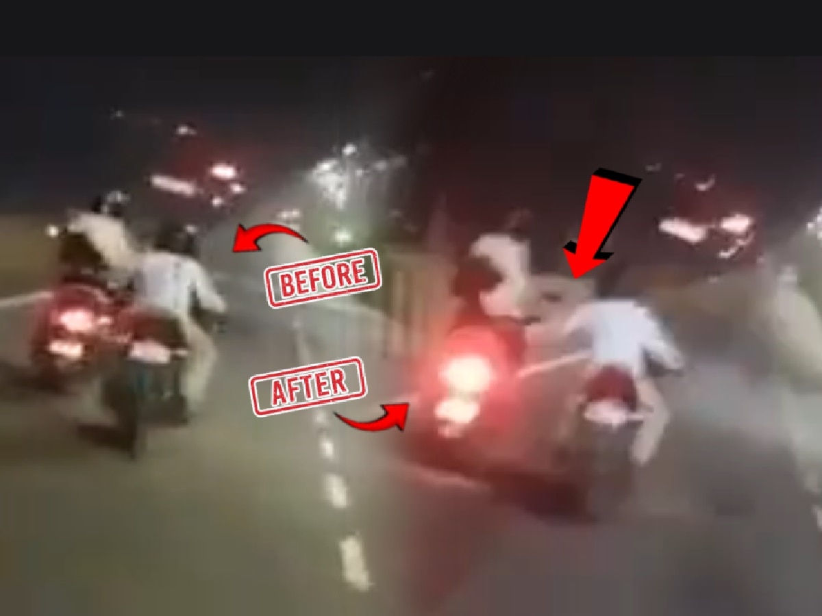 ऑफिसवरुन घरी जाणाऱ्या महिलेशी धावत्या स्कुटीवर छेडछाड! Dash Cam मध्ये रेकॉर्ड झाला Video title=