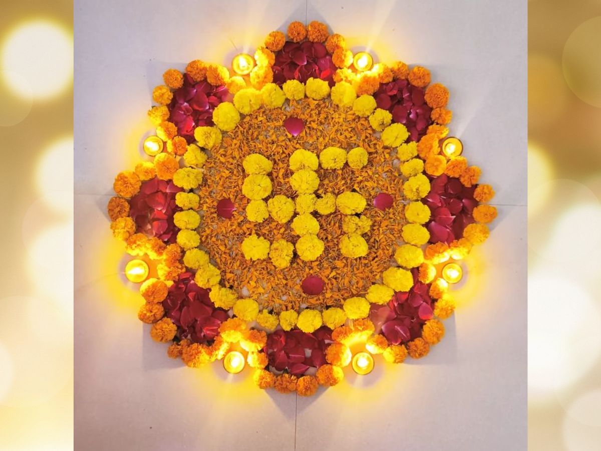 laxmi pujan 2024 From Simple and Creative to Colourful flower Rangoli Patterns