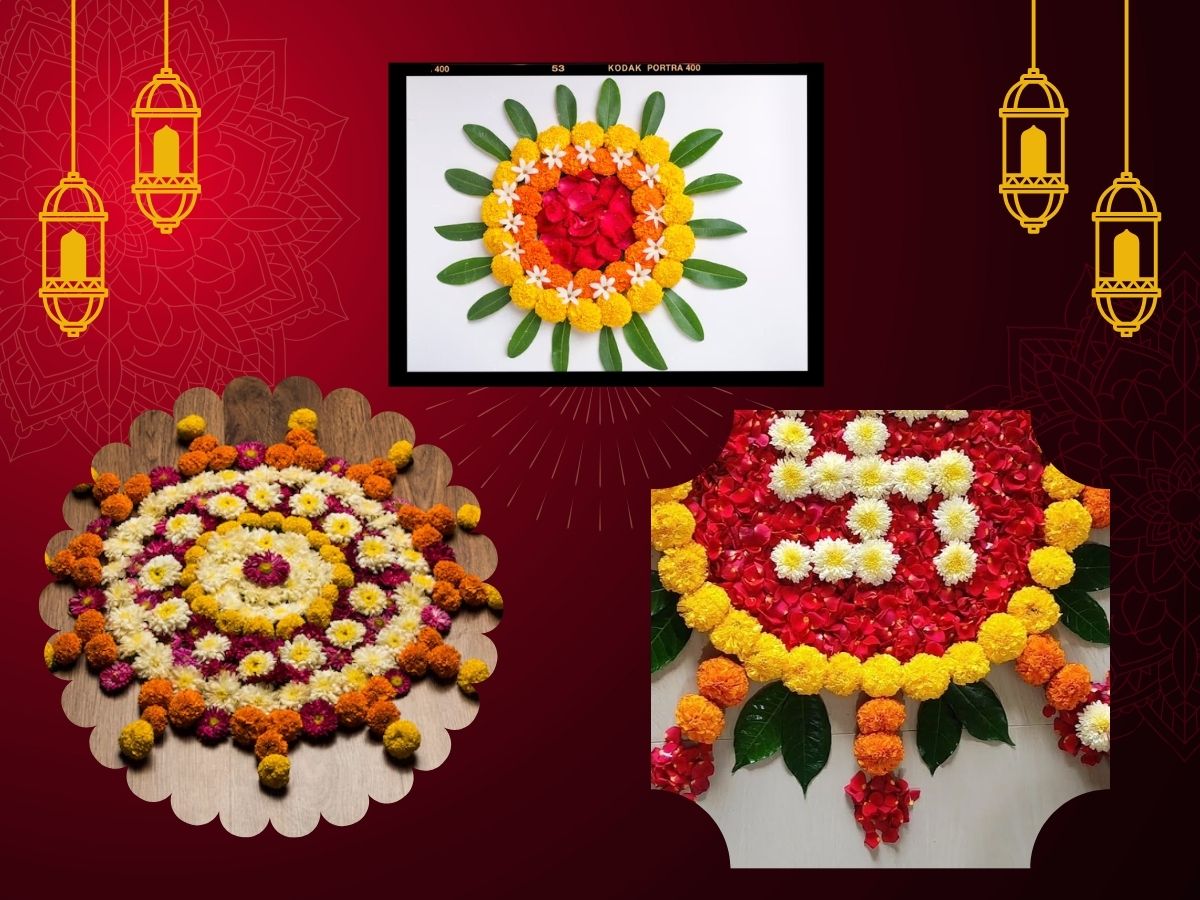 laxmi pujan 2024 From Simple and Creative to Colourful flower Rangoli Patterns