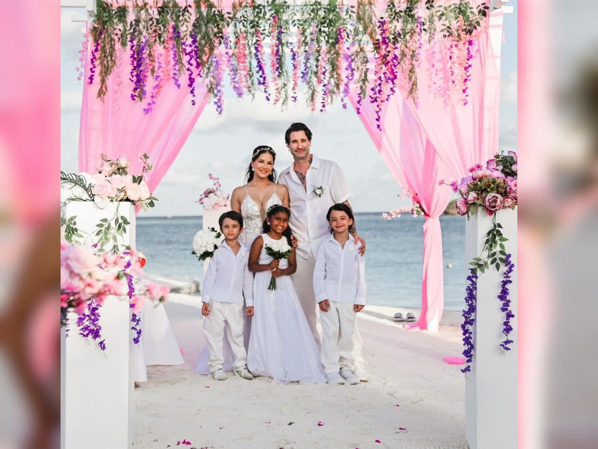 Sunny leone daniel weber renewed vows white wedding after 13 years of marriage