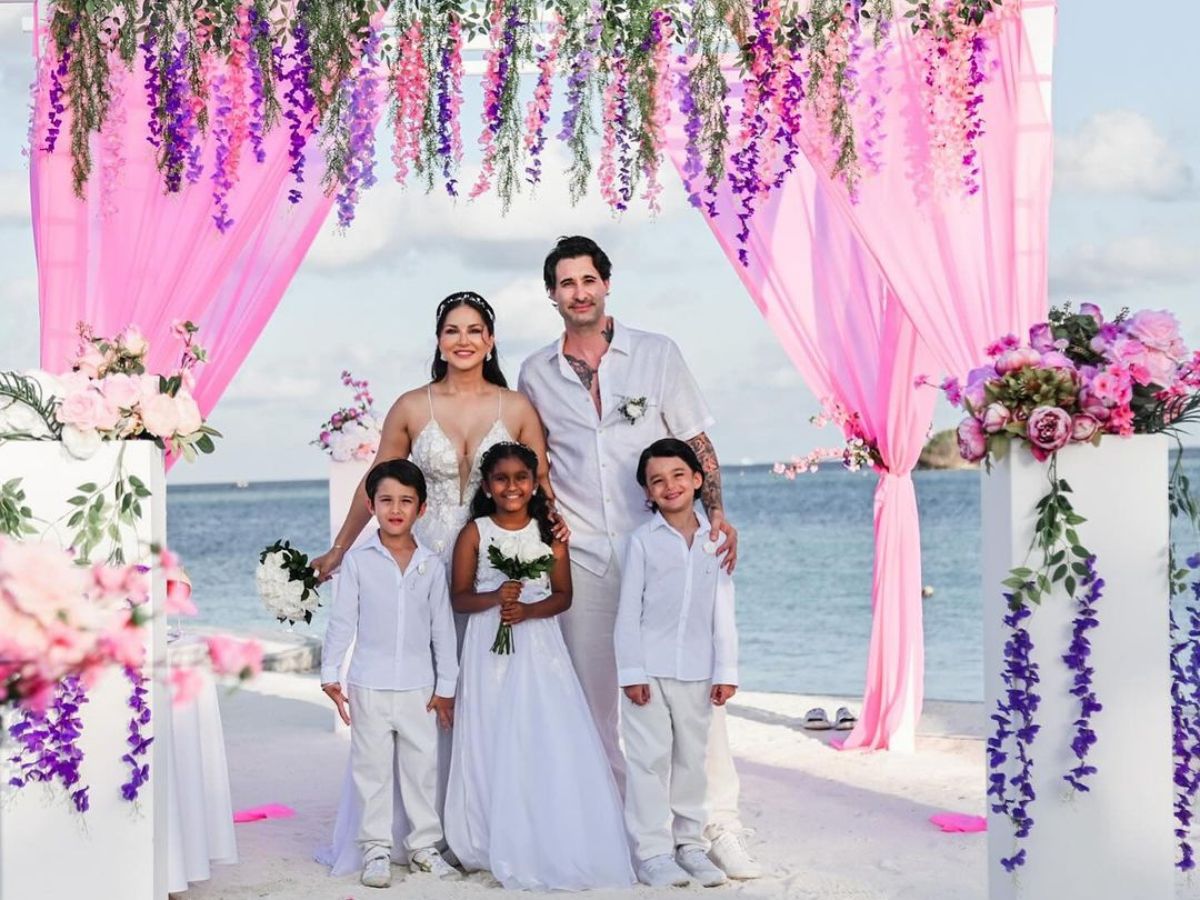 Sunny leone daniel weber renewed vows white wedding after 13 years of marriage