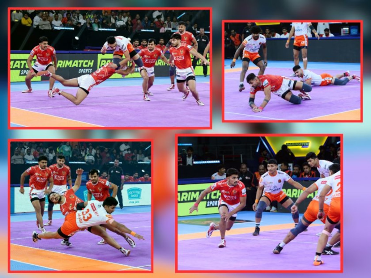 Pro Kabaddi League: संघर्षपूर्ण लढतीत पुणेरी पलटणचा विजय गुजरात जाएंटसवर एका गुणाने केली मात!  title=