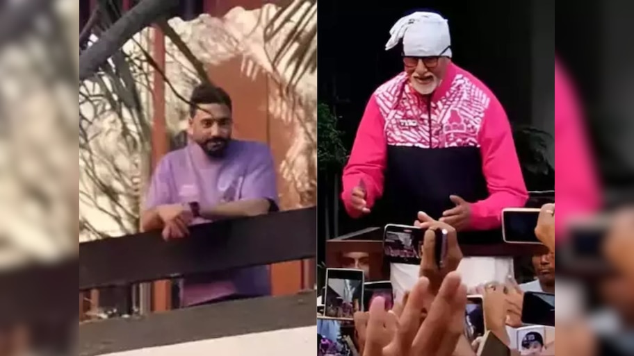 VIDEO : 'जलसा' च्या बाहेर बिग बींनी घेतली चाहत्यांची भेट, चर्चा मात्र बाल्कनित असलेल्या अभिषेकची 