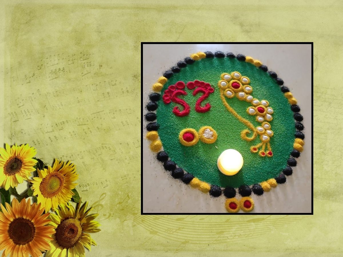  makar Sankranti 2025 haldi kunku flower rangoli ideas 