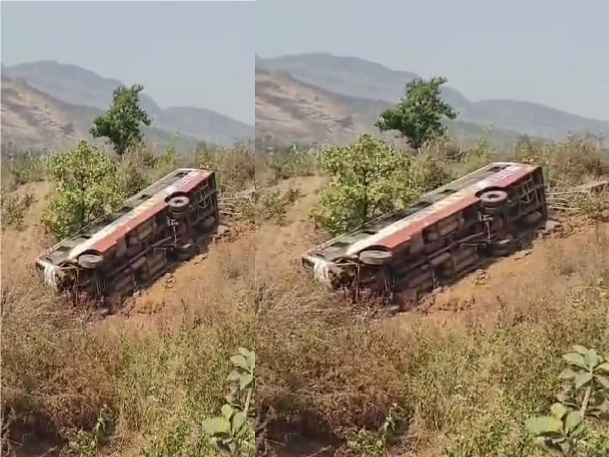 कोकणात ST बसचा भीषण अपघात; रायगडच्या वरंध घाटात बस 50 फूट खोल अडकून पडली