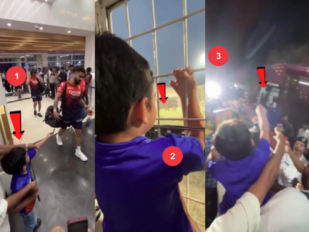 हॉटेलबाहेर, मैदानात, बससमोर... विराटच्या Autograph साठी चिमुकल्याची धावपळ; Video चा शेवट पाहाच हॉटेलबाहेर, मैदानात, बससमोर... विराटच्या Autograph साठी चिमुकल्याची धावपळ; Video चा शेवट पाहाच