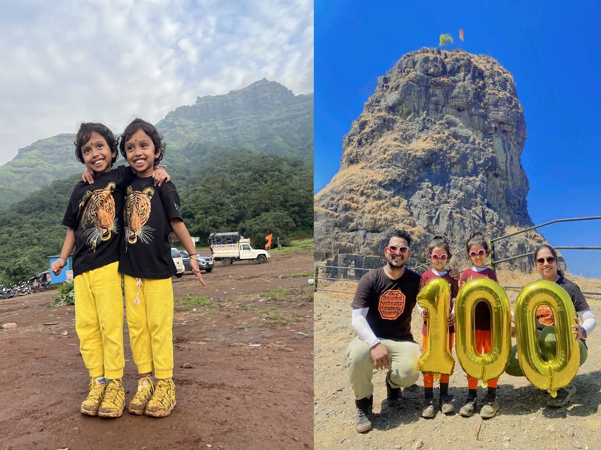 महाराष्ट्रातील तब्बल 100 गड किल्ले सर केले; 5 वर्षांच्या जुळ्या बहिणींचा विक्रमी पराक्रम! पुस्तकात असलेला इतिहास प्रत्यक्षात अनुभवला