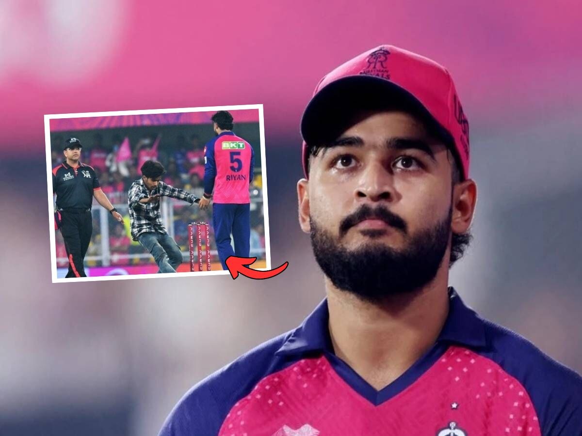5 दिवसात दुसऱ्यांदा झालं... लाईव्ह मॅचमध्ये मैदानात घुसला व्यक्ती, रियान पराग सोबत जे केलं ते पाहून सर्वच शॉक  