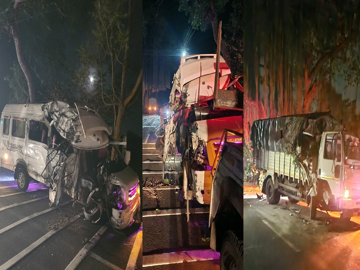 महाराष्ट्रात भयानक अपघात, 3 ठार, 8 जखमी; उज्जैनला निघालेल्या मिनी ट्रॅव्हल्सची ट्रकला धडक