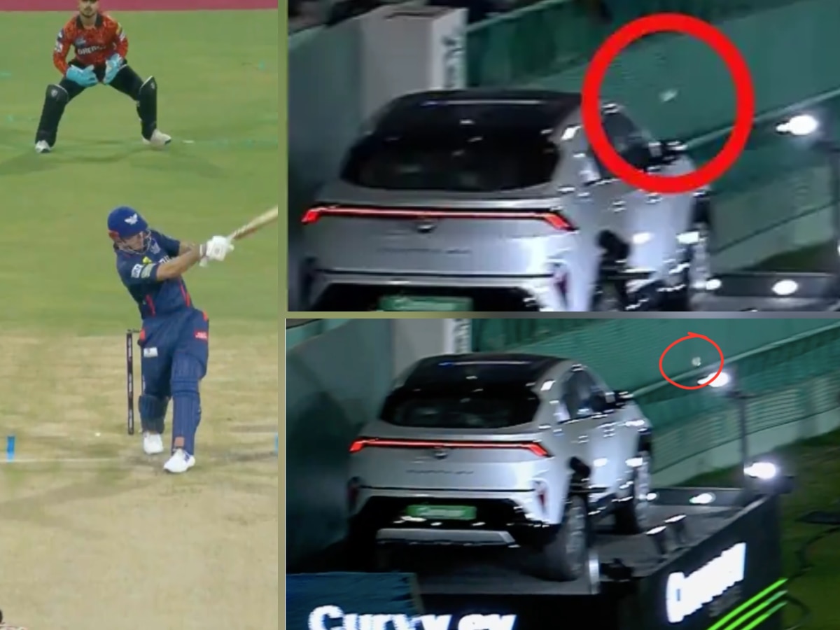 LSG vs SRH:  मिशेल मार्शने ठोकला 500000 रुपयांचा सिक्स, बुलेट शॉटने नवी कोरी कार डॅमेज; Video Viral 