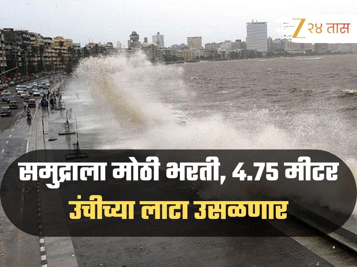 मुंबईसह या 4 जिल्ह्यांना अतिमुसळधार पावसाचा अलर्ट, समुद्राला मोठी भरती, 4.75 मीटर उंचीच्या लाटा उसळणार मुंबईसह या 4 जिल्ह्यांना अतिमुसळधार पावसाचा अलर्ट, समुद्राला मोठी भरती, 4.75 मीटर उंचीच्या लाटा उसळणार