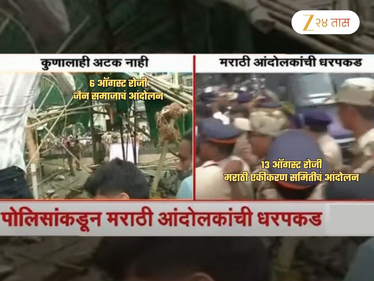 कबुतरखान्याजवळ मराठी आंदोलक पोलिसांच्या ताब्यात! 6 ऑगस्टला जैन समाजाविरोधात कारवाई का केली नाही? आंदोलकांचा सवाल