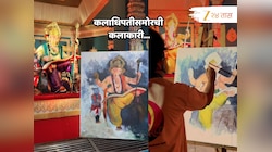 बाप्पासमोरच साकारलं त्यांचं रुप; Live Painting पाहून व्हाल थक्क; डोळे भरून पाहाच हा Video 