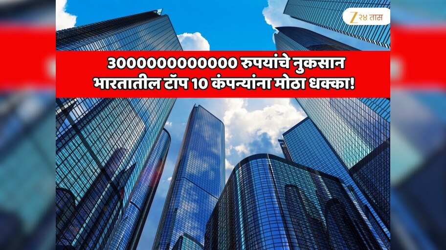 3000000000000 रुपयांचे नुकसान,भारतातील टॉप 10 कंपन्यांना मोठा धक्का! सर्वात जास्त नुकसान कोणत्या कंपनीचे झाले?