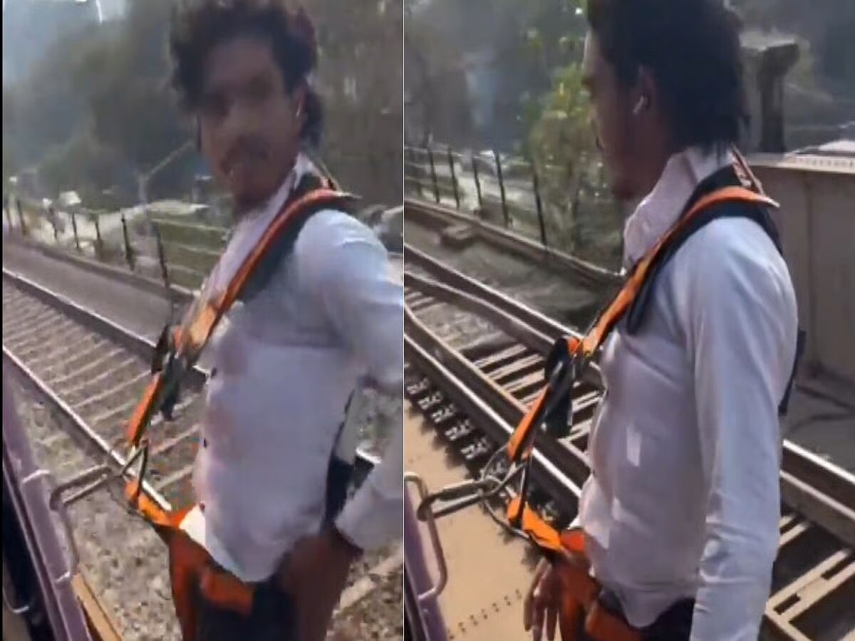 Viral Video of man risking his life by performing dangerous stunt in ...