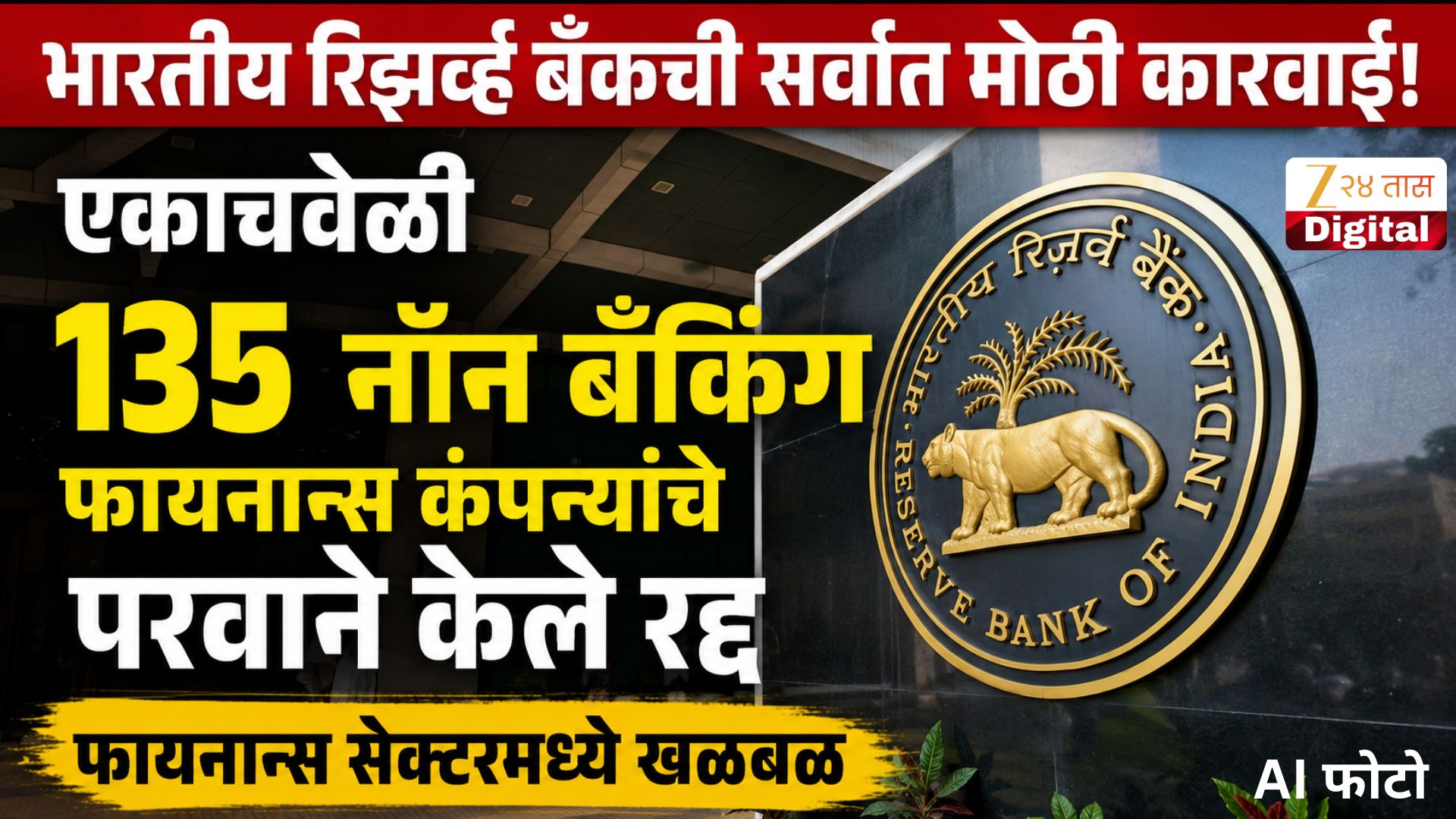 RBI ची सर्वात मोठी कारवाई! एकाचवेळी 135 नॉन बँकिंग फायनान्स कंपन्यांचे परवाने रद्द; फायनान्स सेक्टरमध्ये खळबळ, कर्ज घेतलेल्यांचे काय होणार?