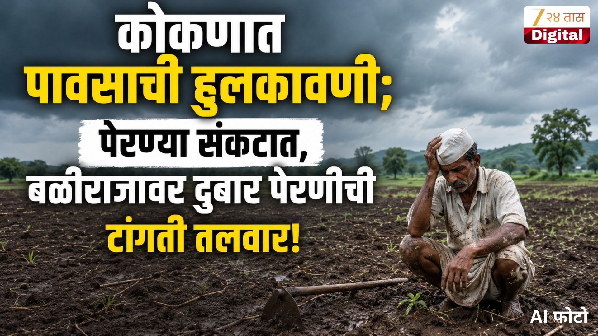 कोकणात पावसाची हुलकावणी; पेरण्या संकटात, बळीराजावर दुबार पेरणीची टांगती तलवार