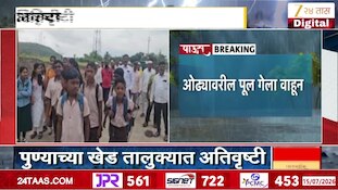 VIDEO : पुण्याच्या खेड तालुक्यात अतिवृष्टी, विद्यार्थ्यांना गाठावं लागलं महाविद्यालय