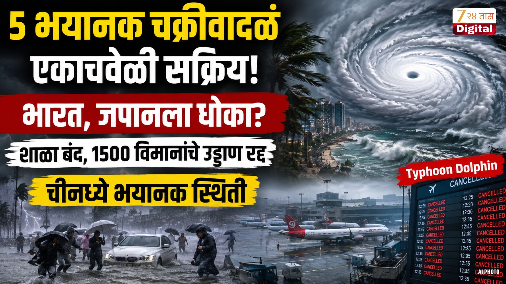 पॅसिफिकमध्ये एकाचवेळी 5 चक्रीवादळे सक्रिय; चीन, जपानला धोका