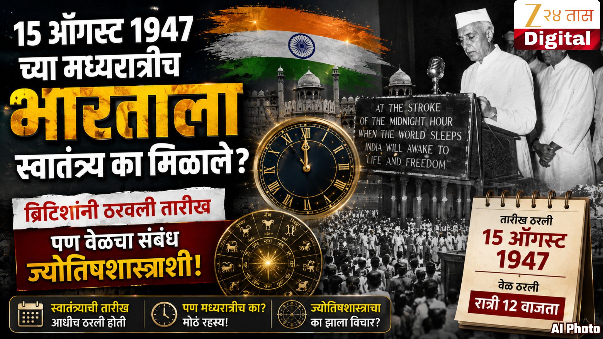 मध्यरात्री स्वातंत्र्याचा मुहूर्त