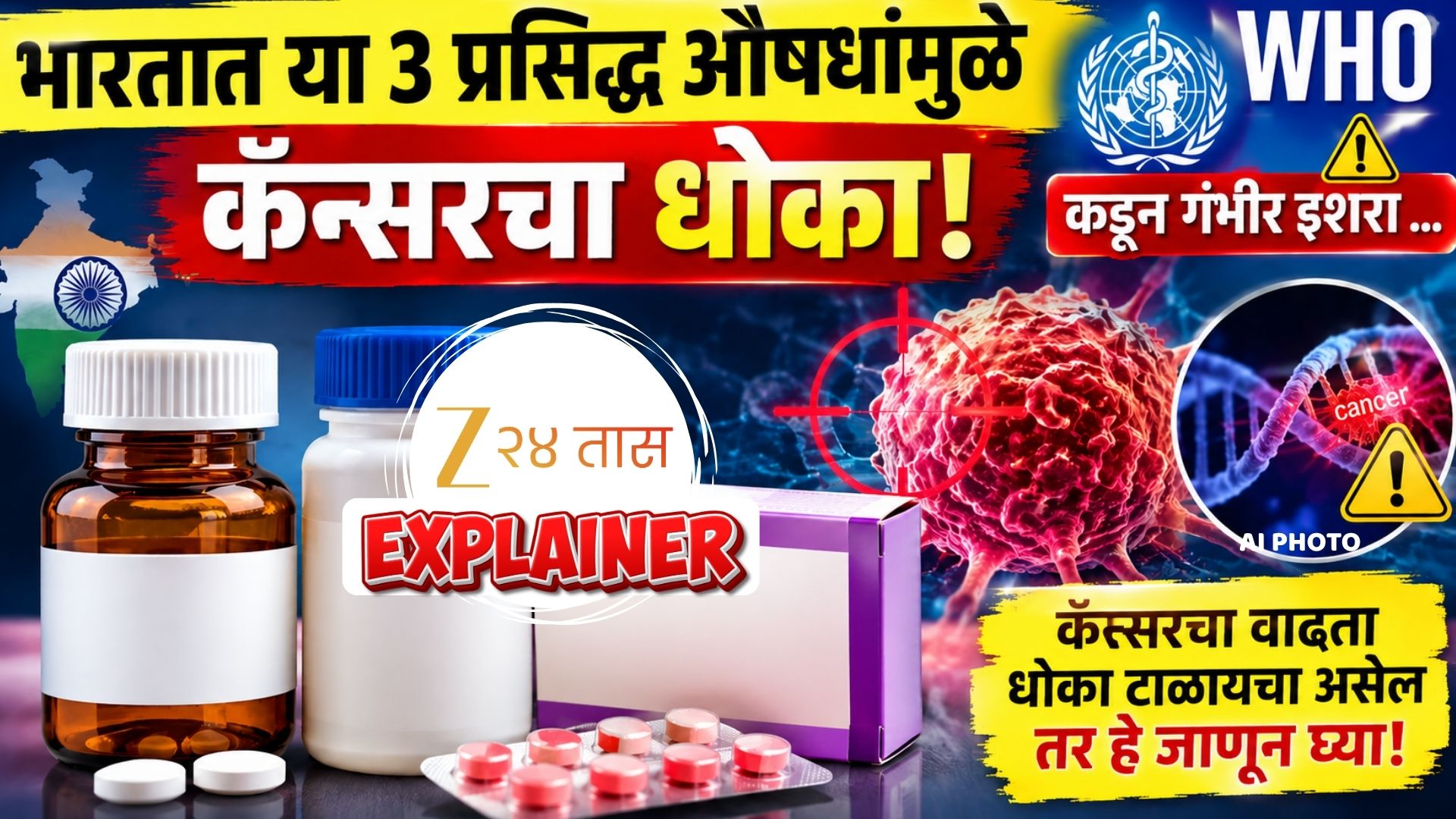 WHO चा इशारा: भारतातील ३ प्रसिद्ध औषधांमुळे कॅन्सरचा धोका