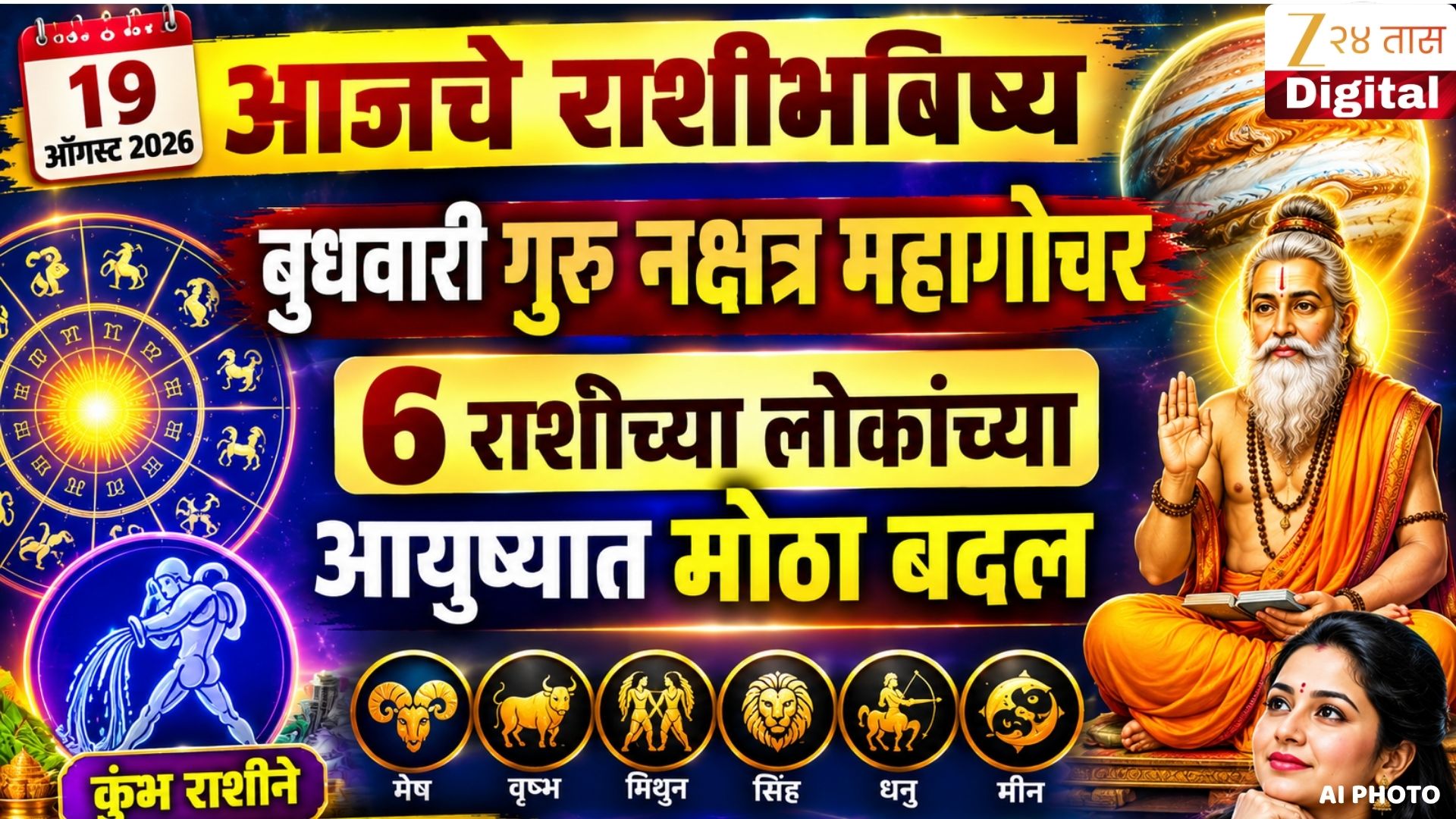 आजचे राशीभविष्य: गुरु महागोचराचा 6 राशींवर मोठा परिणाम