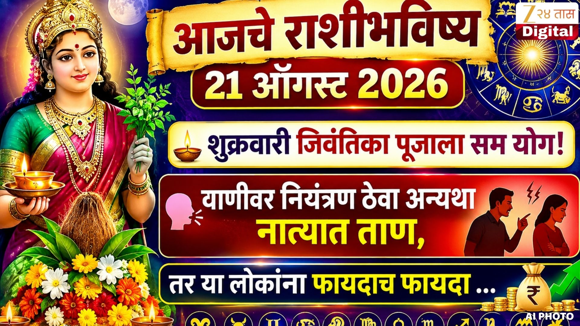 आजचे राशीभविष्य: शुक्रवारी सम योग, जिवंतिका पूजा