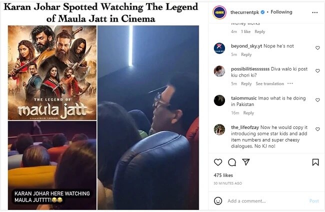 Karan Johar watched pakistani film the legend of maula jatt photo gone viral 