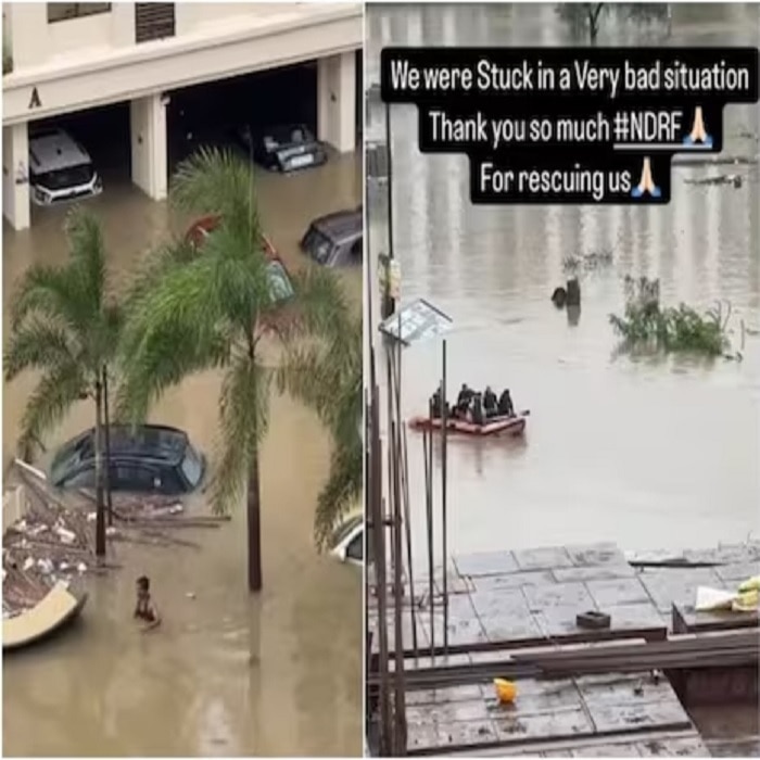 indian cricketer stuck in flood