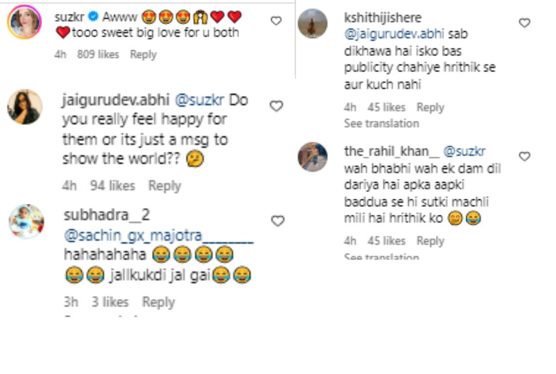 Sussanne Khan comments on Hrithik Roshan and Saba Azad s Photo post went viral 