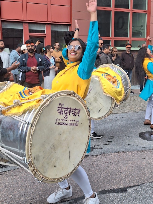 dhol tasha pathak playing in sweden watch viral video 