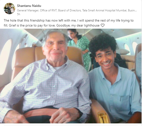 Ratan Tata demise Assistant Shantanu Naidus heartfelt Post for his Mentor Lighthouse