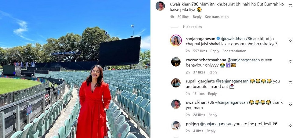 t20 World Cup indian cricketer jasprit bumrah wife sanjana ganesan gets angry on social media troller 