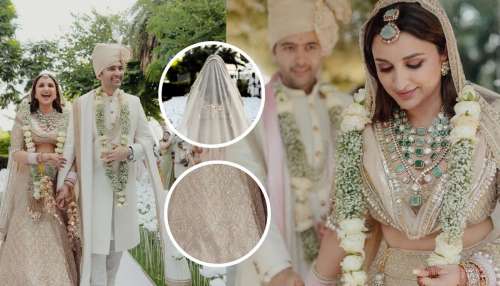 New Bride Parineeti Chopra's Handcrafted Golden Wedding Lehenga