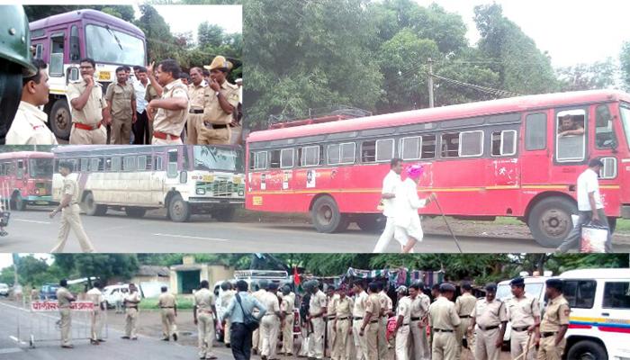 महाराष्ट्राच्या एसटी पोलिसांनी थांबवल्या कर्नाटक सीमेवर 