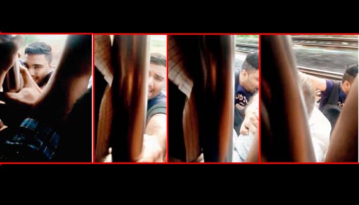 VIDEO : धावत्या रेल्वेतून &#039;तो&#039; खाली कोसळला; अपघाताची दृश्यं कॅमेऱ्यात कैद