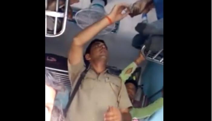 ट्रेनच्या जनरल बोगीत जबरदस्ती वसुली करणाऱ्या पोलिसाचा Video व्हायरल 