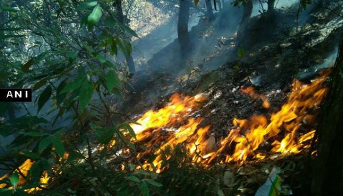 उत्तराखंडच्या जंगलातील आग विझवण्यासाठी हेलिकॉप्टरची मदत